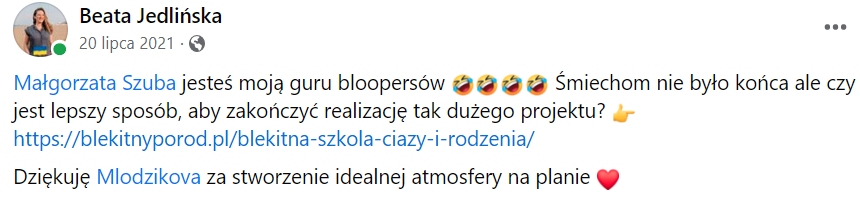 Beata Jedlinska - opinia Mlodzikova